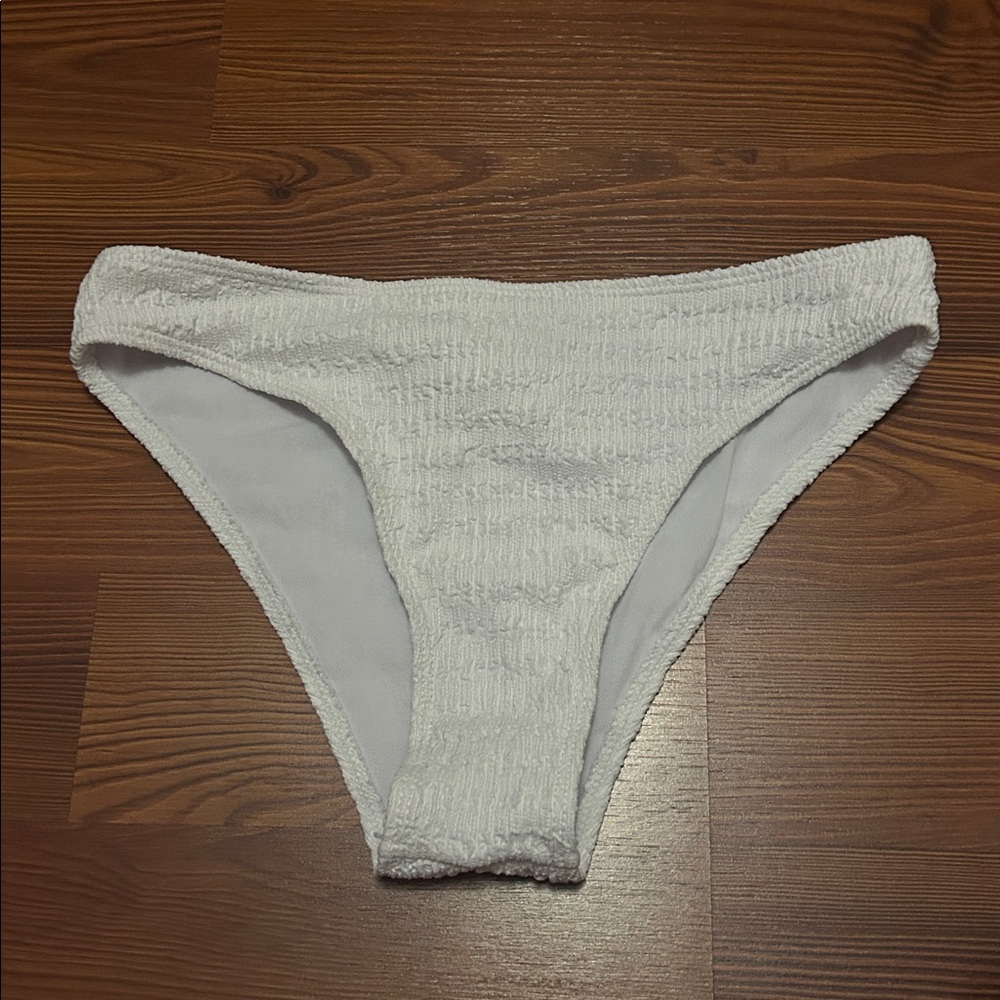 White Textured Bikini Bottom